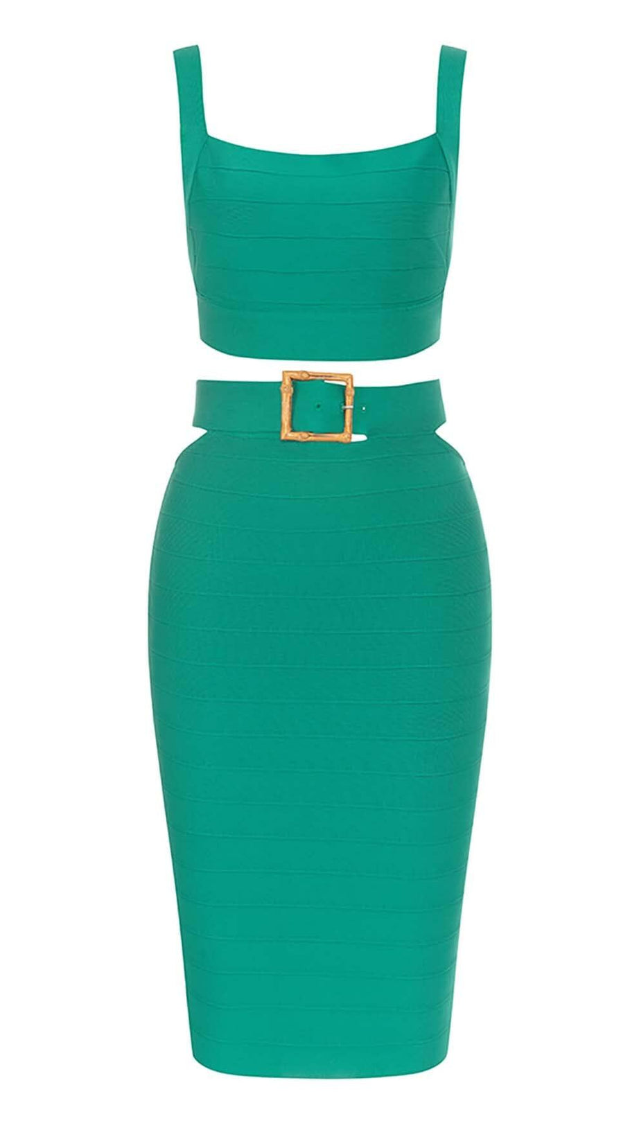 CUT OUT TWO-PIECE MIDI DRESS IN JADE