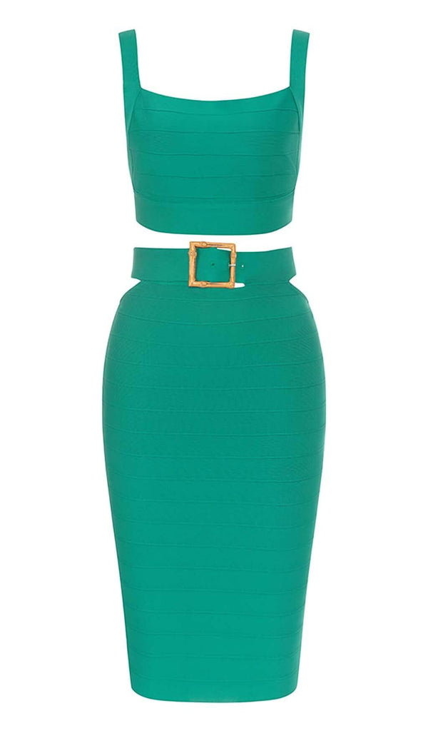 CUT OUT TWO-PIECE MIDI DRESS IN JADE