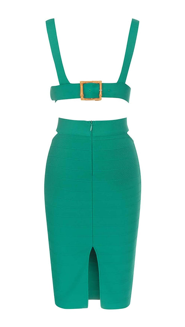 AIIZIE CUT OUT TWO-PIECE MIDI DRESS IN JADE - product image