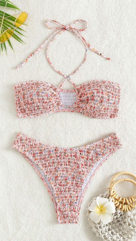 FLORAL HALTER BIKINI SUIT