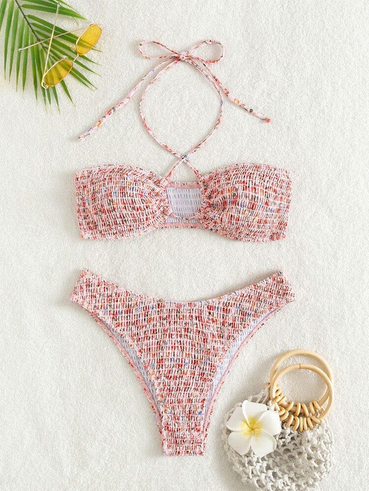 AIIZIE FLORAL HALTER BIKINI SUIT - product image