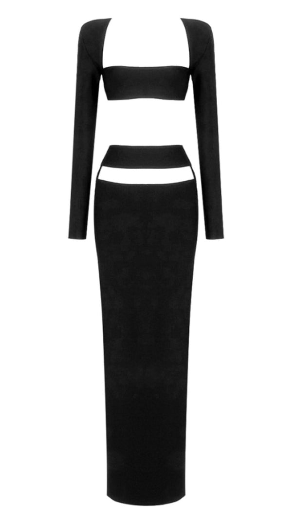 AIIZIE CUT OUT WAIST MAXI DRESS IN BLACK - product image
