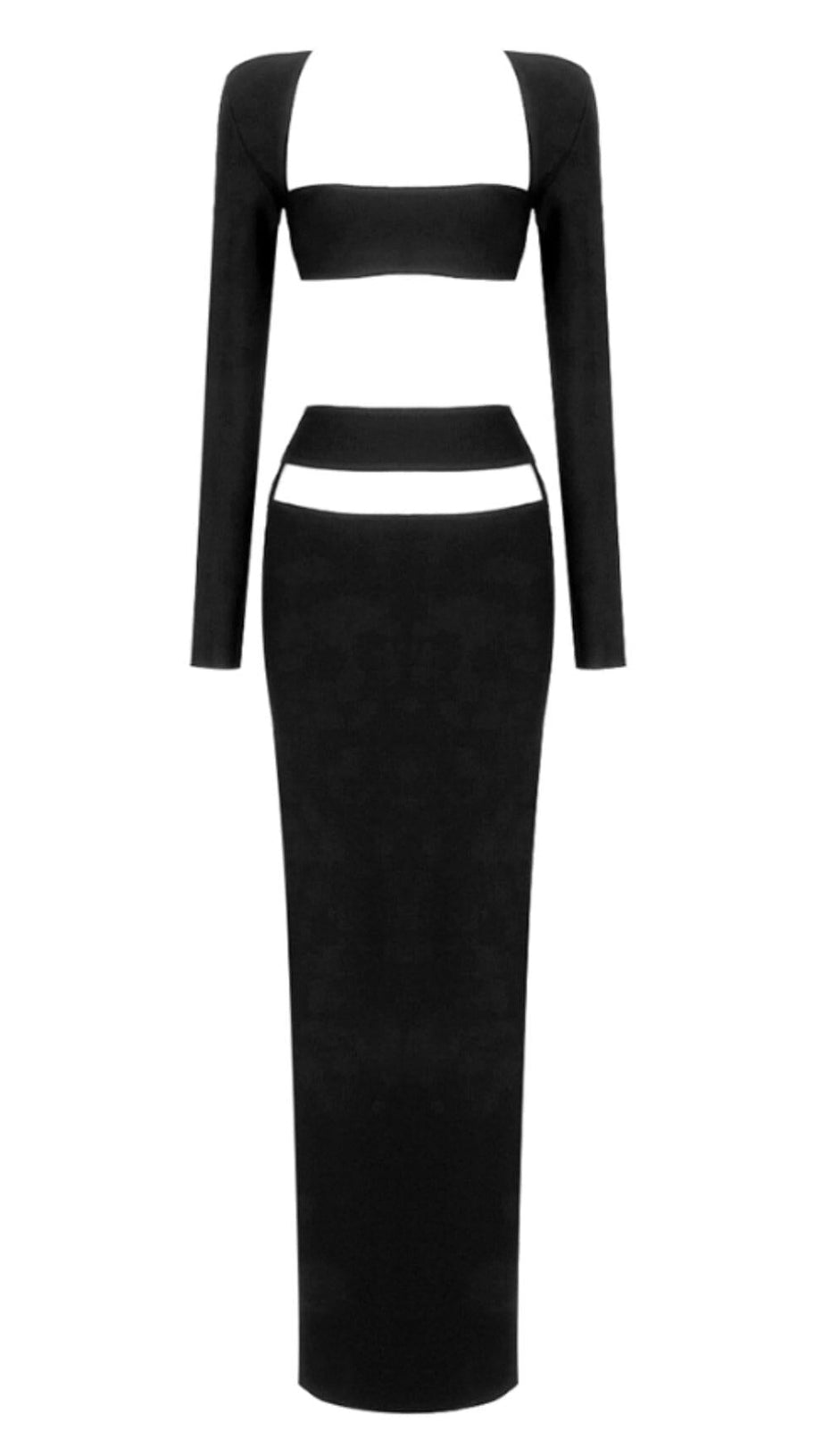 CUT OUT WAIST MAXI DRESS IN BLACK