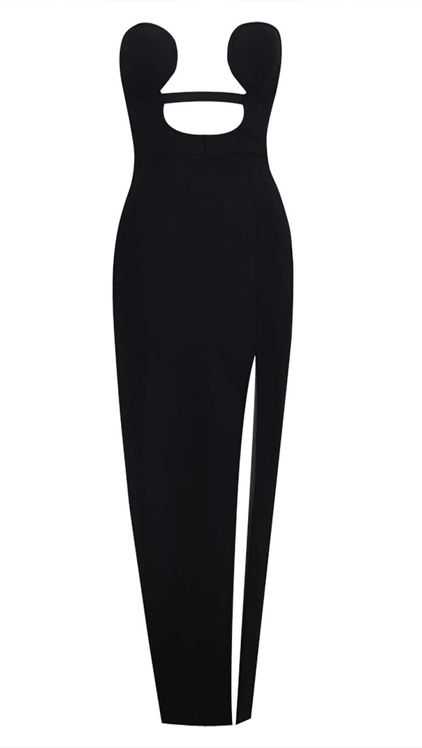 AIIZIE CUT-OUT BODYCON MAXI DRESS IN BLACK - product image