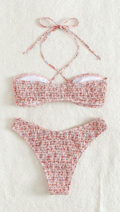 FLORAL HALTER BIKINI SUIT