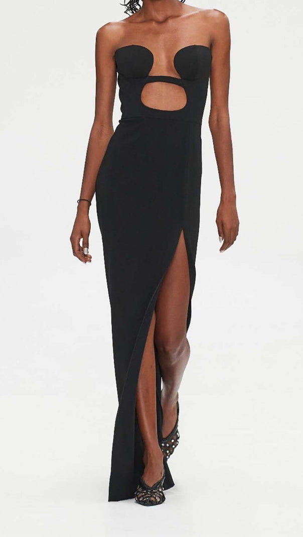 AIIZIE CUT-OUT BODYCON MAXI DRESS IN BLACK - product image