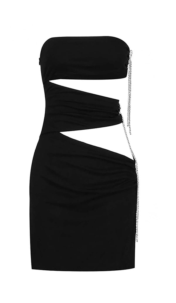 CUTOUT BANDEAU MINI DRESS IN BLACK