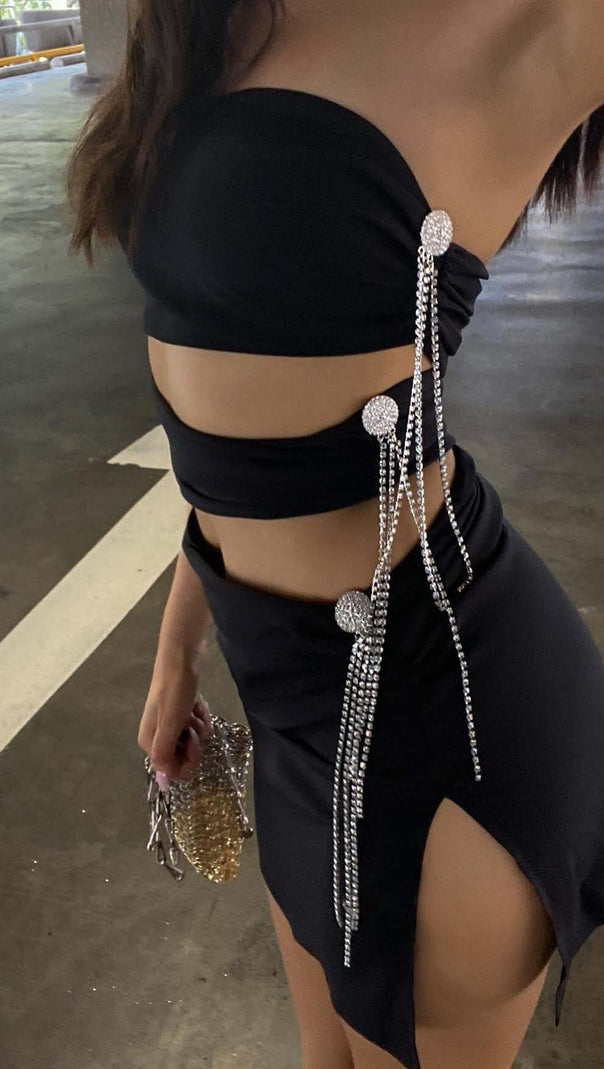 AIIZIE CUTOUT BANDEAU MINI DRESS IN BLACK - product image