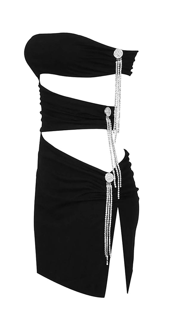 AIIZIE CUTOUT BANDEAU MINI DRESS IN BLACK - product image
