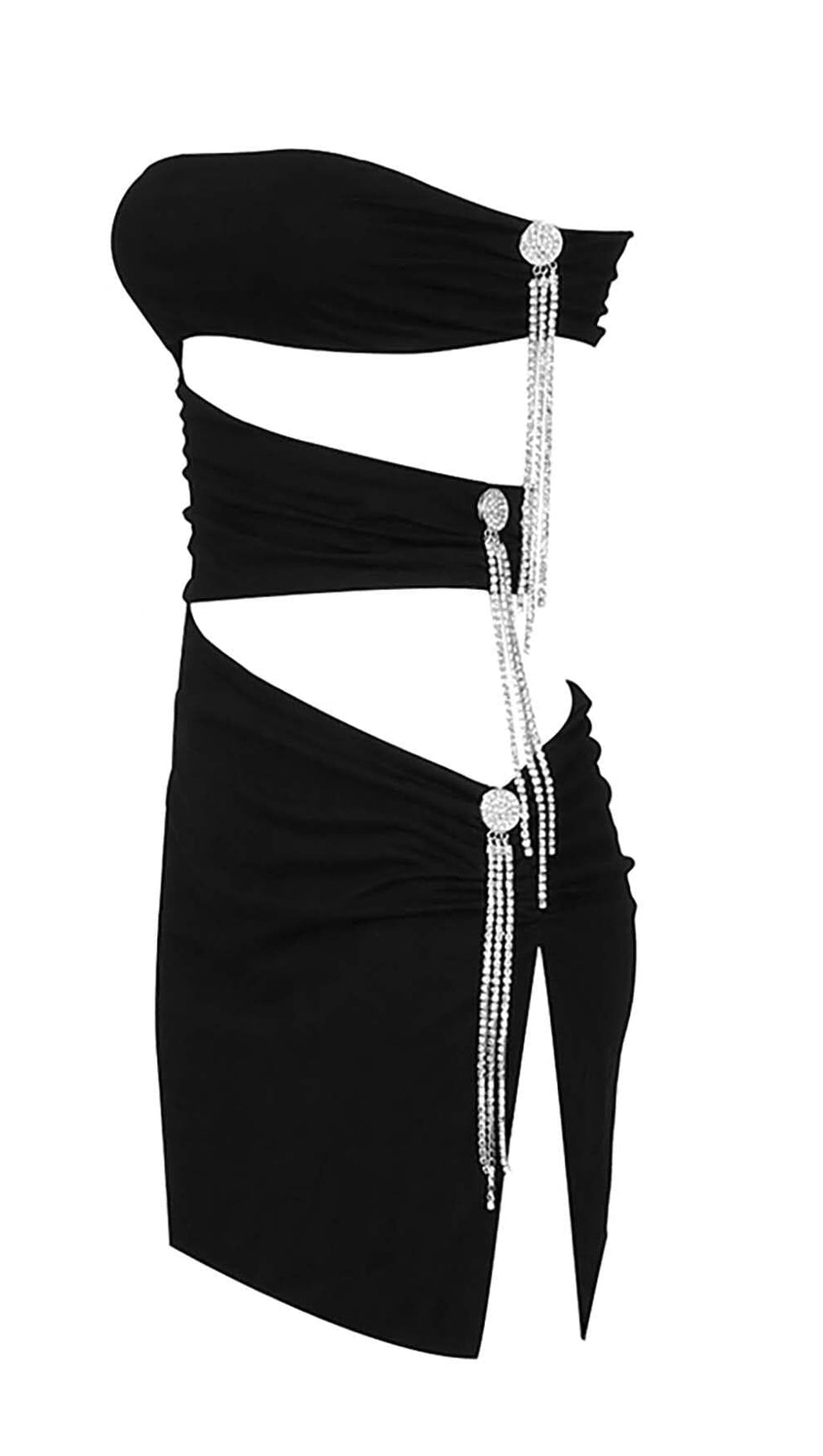 CUTOUT BANDEAU MINI DRESS IN BLACK