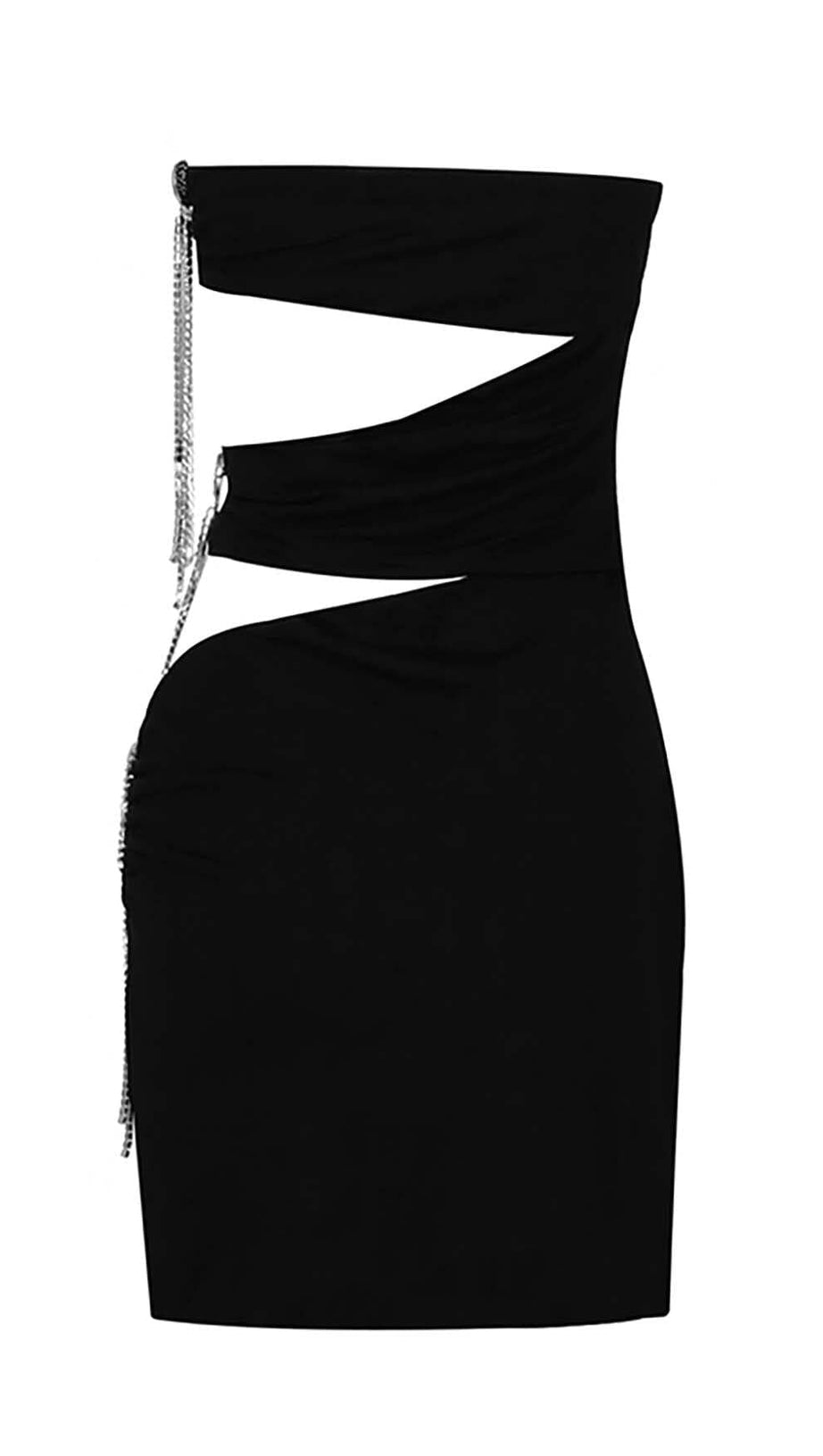 CUTOUT BANDEAU MINI DRESS IN BLACK