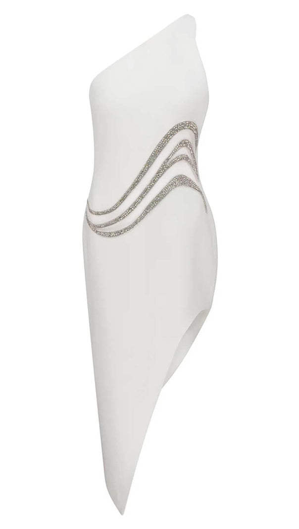 AIIZIE CUTOUT CRYSTALS HIGH-LOW DRESS IN WHITE - product image