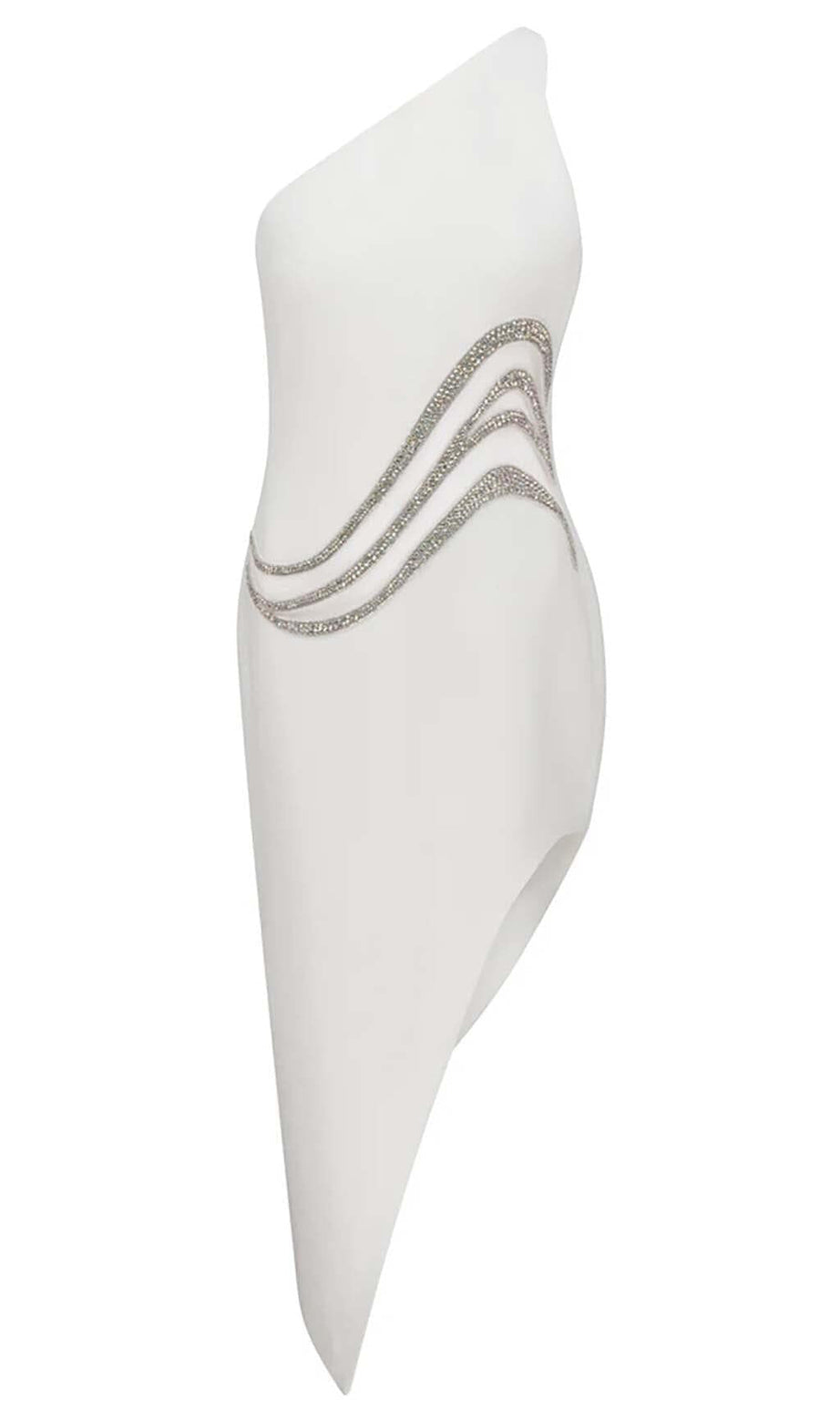 ABITO LUNGO CON CRISTALLI INTAGLIO IN BIANCO