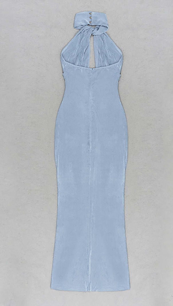 AIIZIE CUTOUT HALTER MIDI DRESS IN MISTY SKY - product image