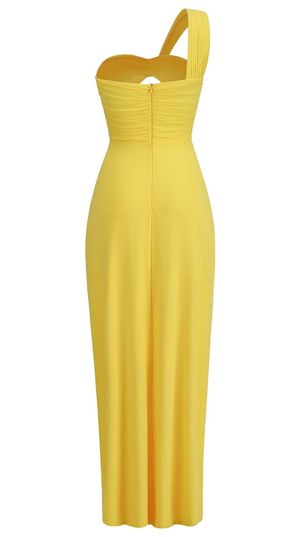 AIIZIE CUTOUT ONE-SHOULDER MIDI DRESS IN LEMON - product image