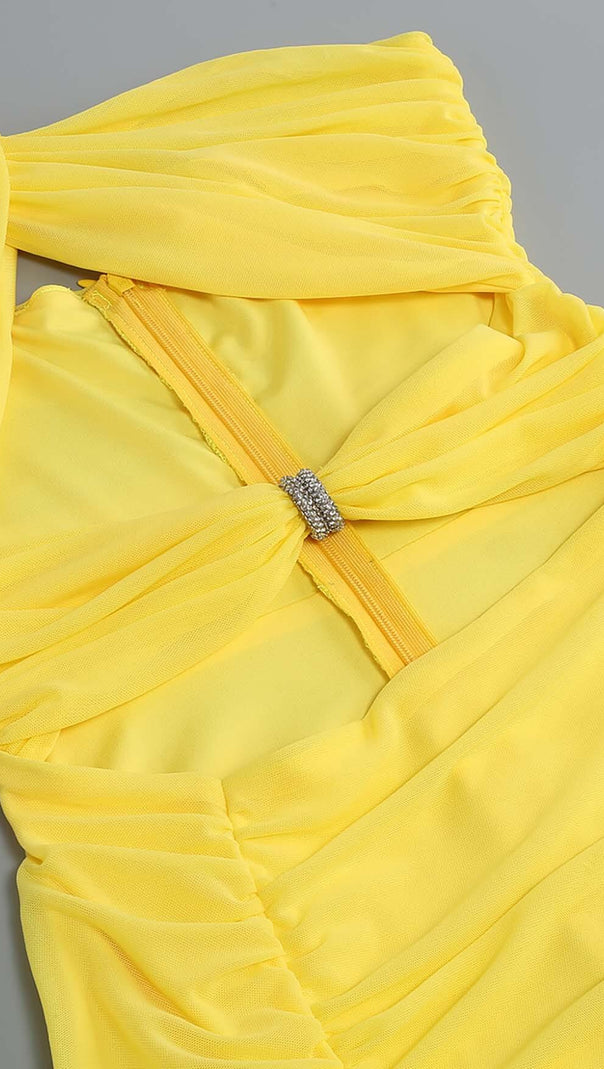AIIZIE CUTOUT ONE-SHOULDER MIDI DRESS IN LEMON - product image