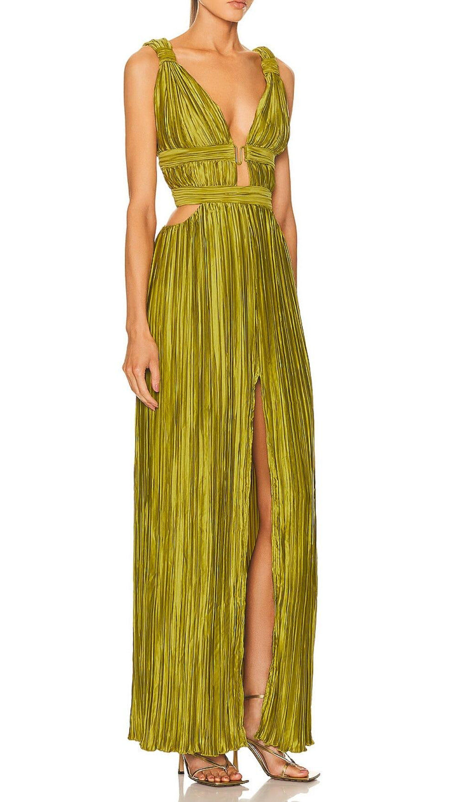 MIDIKLEID MIT AUSSCHNITT UND TIEFEM Ausschnitt IN LIMETTENGRÜN