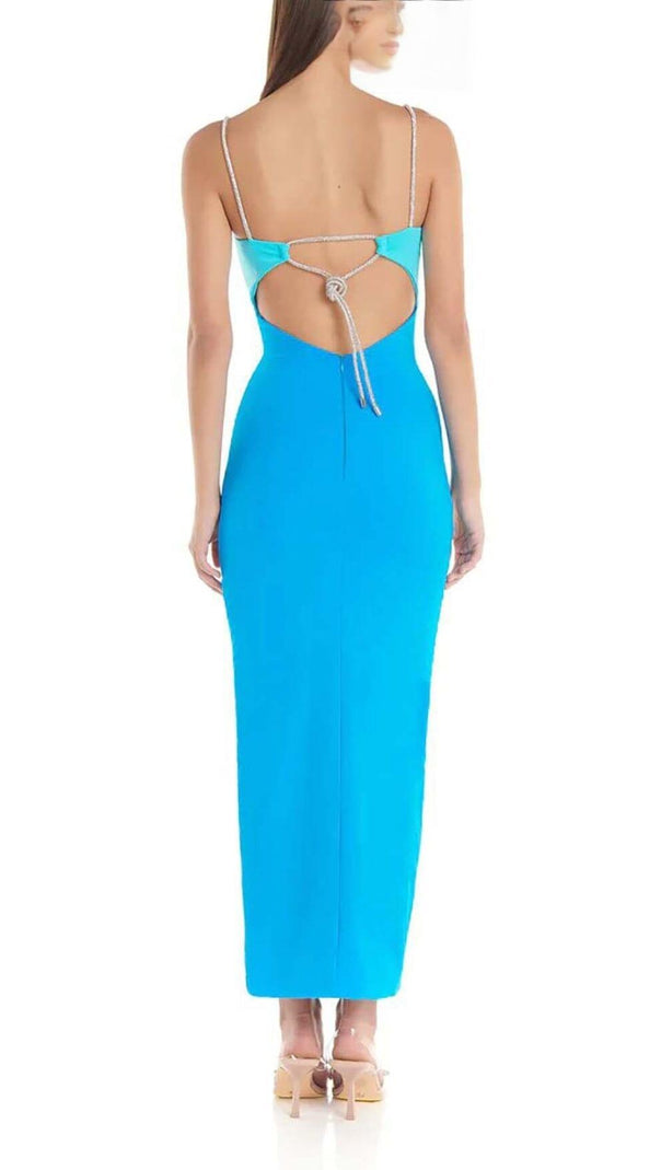 AIIZIE CUTOUT RHINESTONE MIDI DRESS IN BLUE - product image