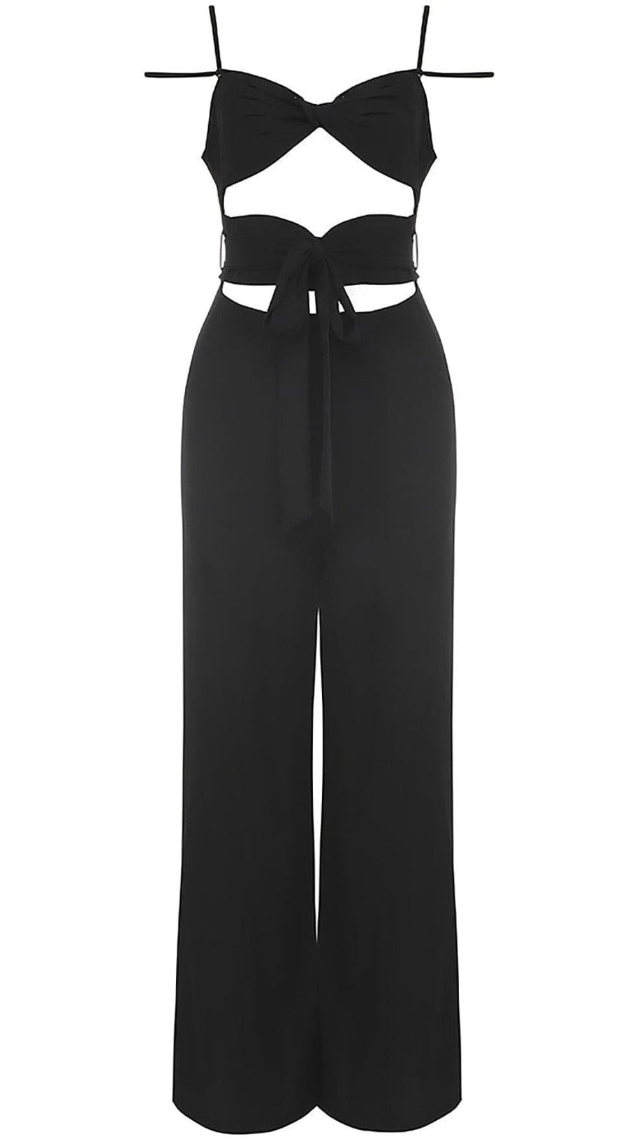 CUTOUT SLEEVELESS JUMPSUIT IN BLACK