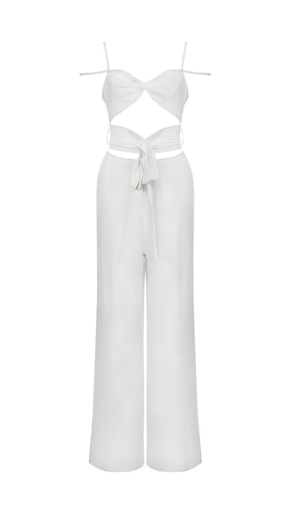 CUTOUT SLEEVELESS JUMPSUIT IN WHITE