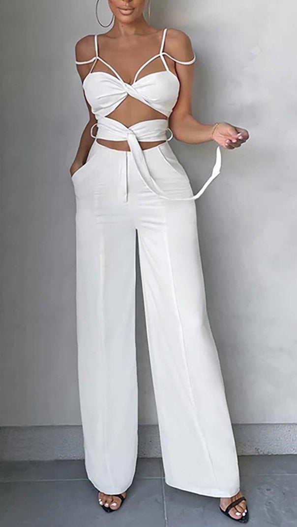 AIIZIE CUTOUT SLEEVELESS JUMPSUIT IN WHITE - product image