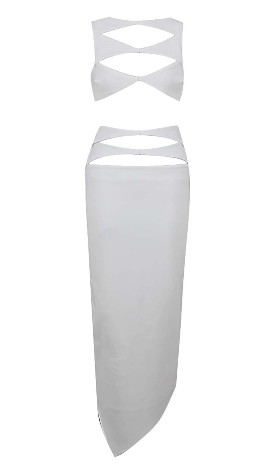 CUTOUT TWO PIECES SUIT IN WHITE