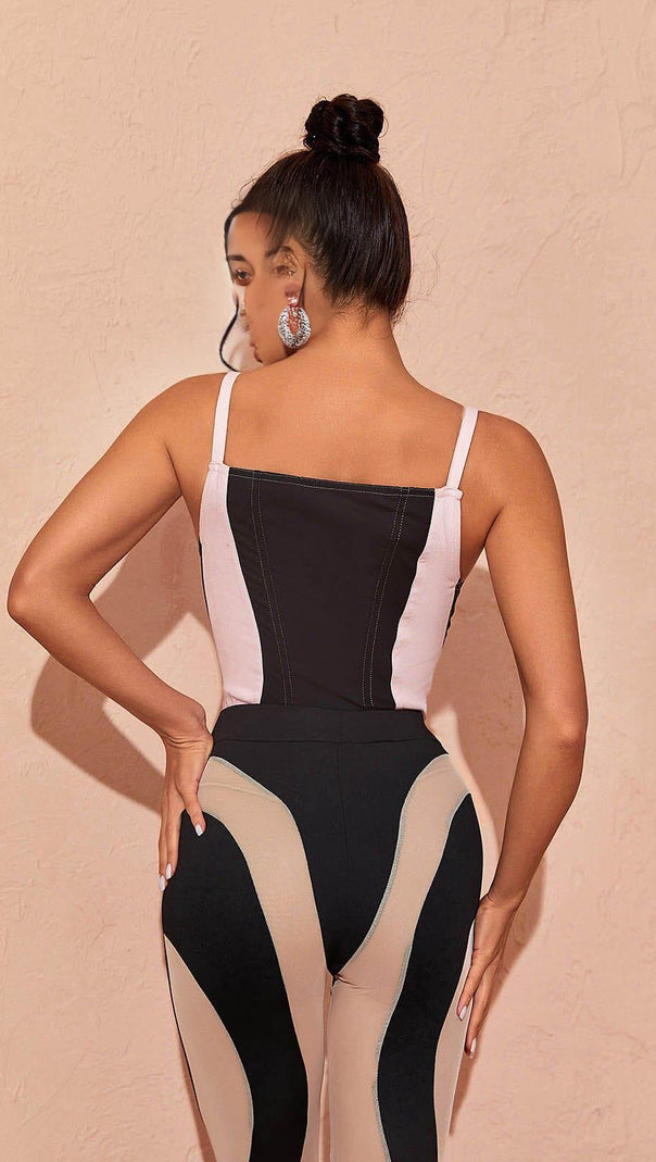 AIIZIE DENIM CORSET BODYSUIT IN PINK - product image