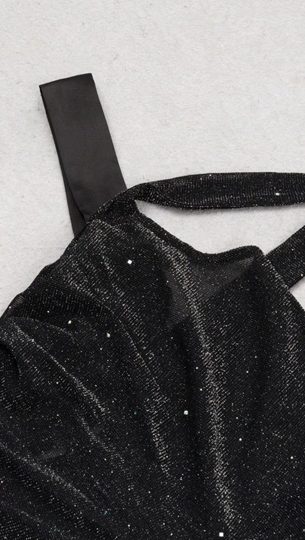 AIIZIE DIAMANTE MESH JUMPSUIT IN BLACK - product image