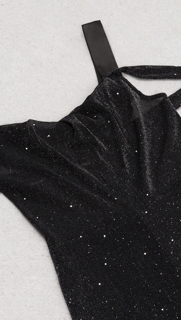 AIIZIE DIAMANTE MESH JUMPSUIT IN BLACK - product image