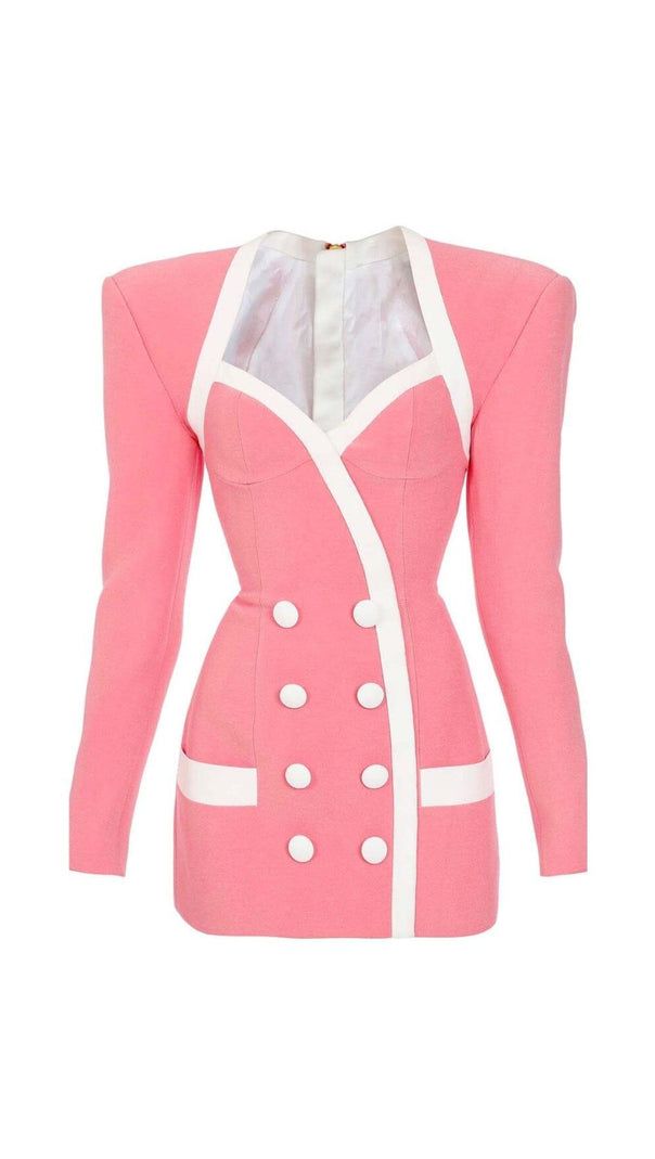 AIIZIE DOUBLE-BREASTED BLAZER DRESS IN PINK - product image