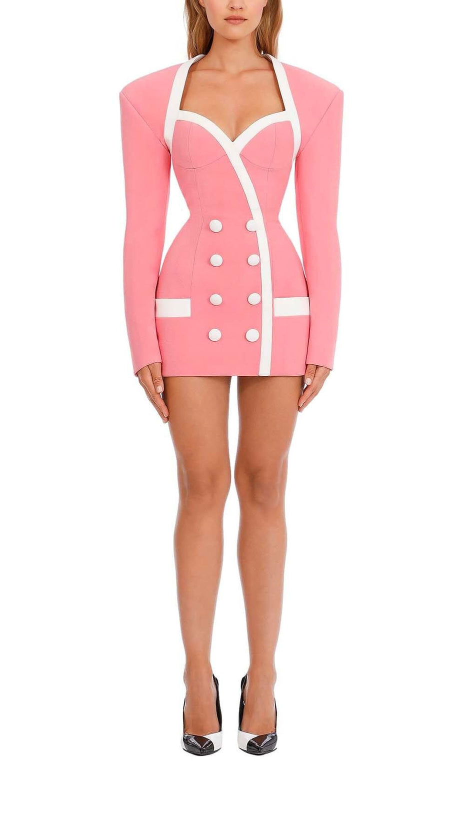 DOUBLE-BREASTED BLAZER DRESS IN PINK
