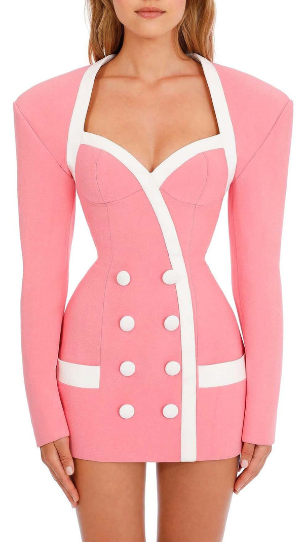 AIIZIE DOUBLE-BREASTED BLAZER DRESS IN PINK - product image