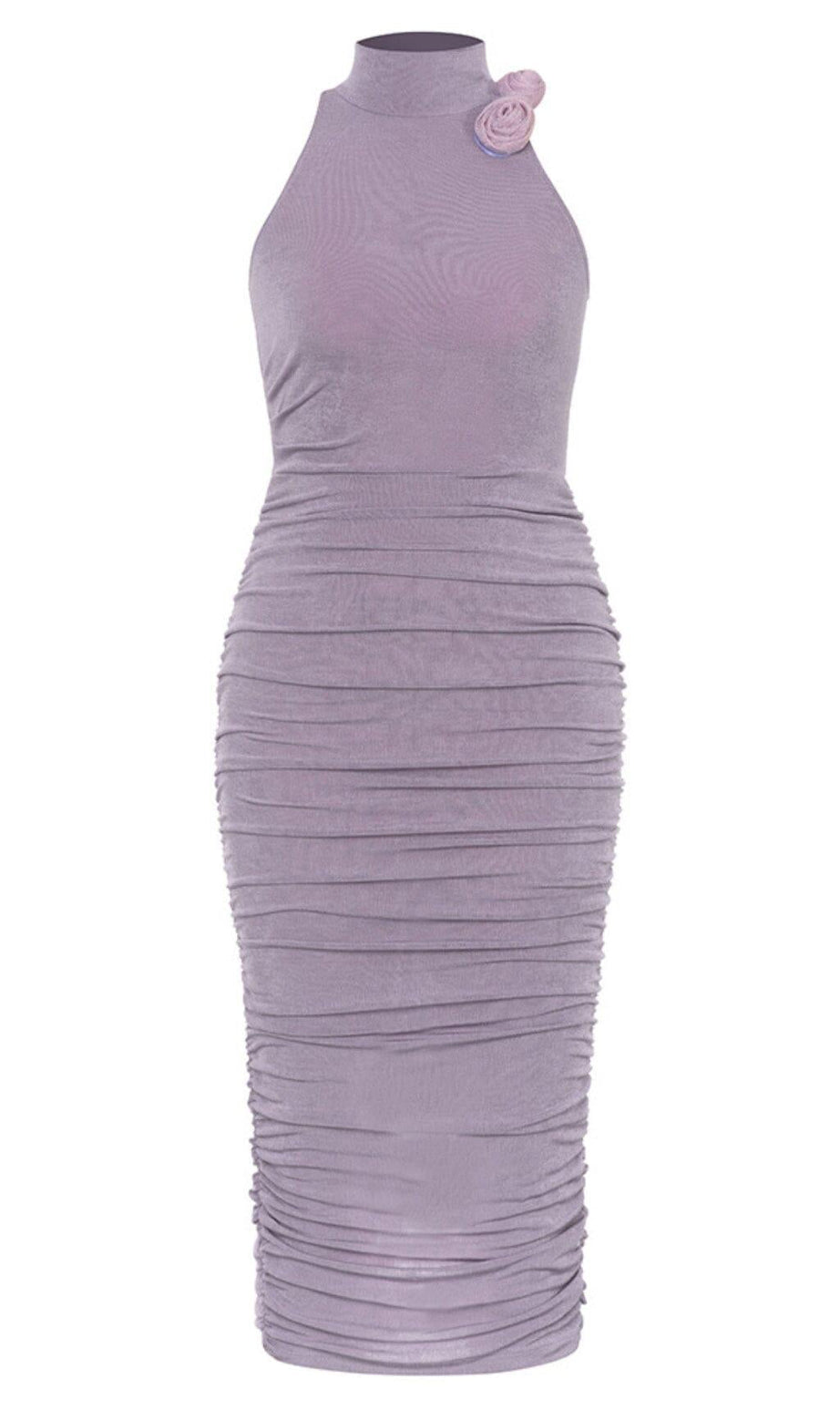 EMBELLISHED BANDAGE MIDI DRESS IN LAVENDER