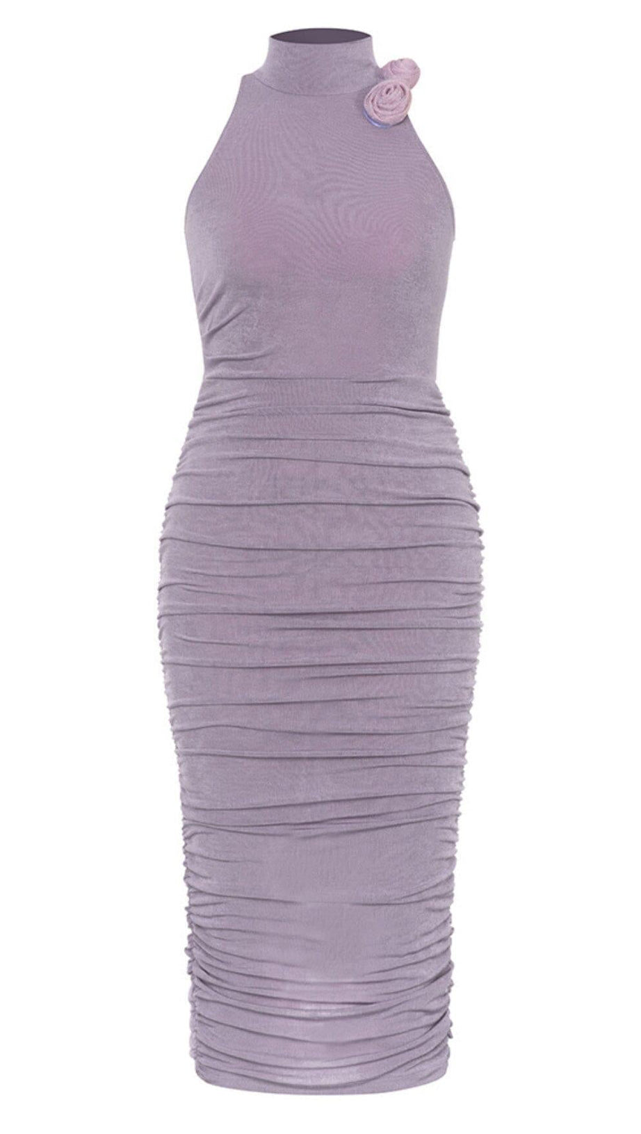 EMBELLISHED BANDAGE MIDI DRESS IN LAVENDER