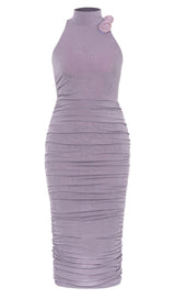 EMBELLISHED BANDAGE MIDI DRESS IN LAVENDER