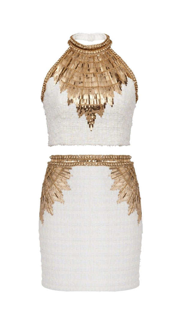AIIZIE EMBELLISHED CROP TWO PIECE SUIT - product image