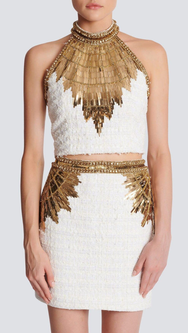 AIIZIE EMBELLISHED CROP TWO PIECE SUIT - product image
