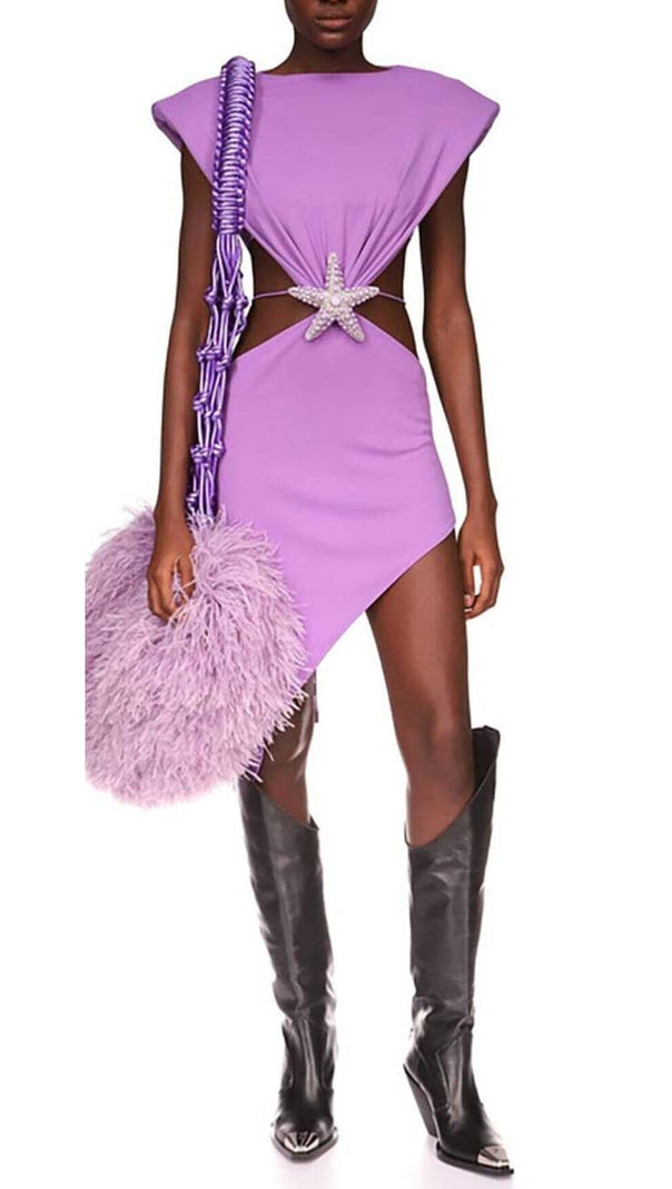 AIIZIE EMBELLISHED CRYSTAL MIDI DRESS IN LAVENDER - product image