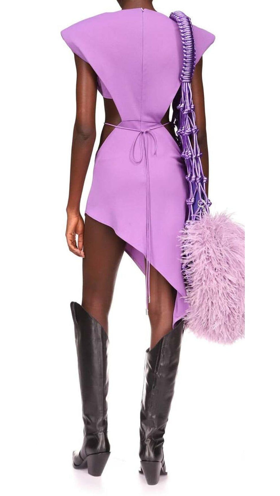 MIDIKLEID MIT VERZIERUNGEN AUS KRISTALL IN LAVENDEL