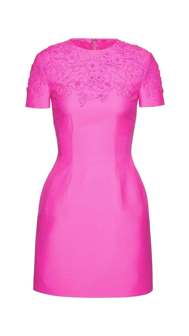 AIIZIE EMBROIDERED WAIST-TIGHTENING MINI DRESS IN PINK - product image