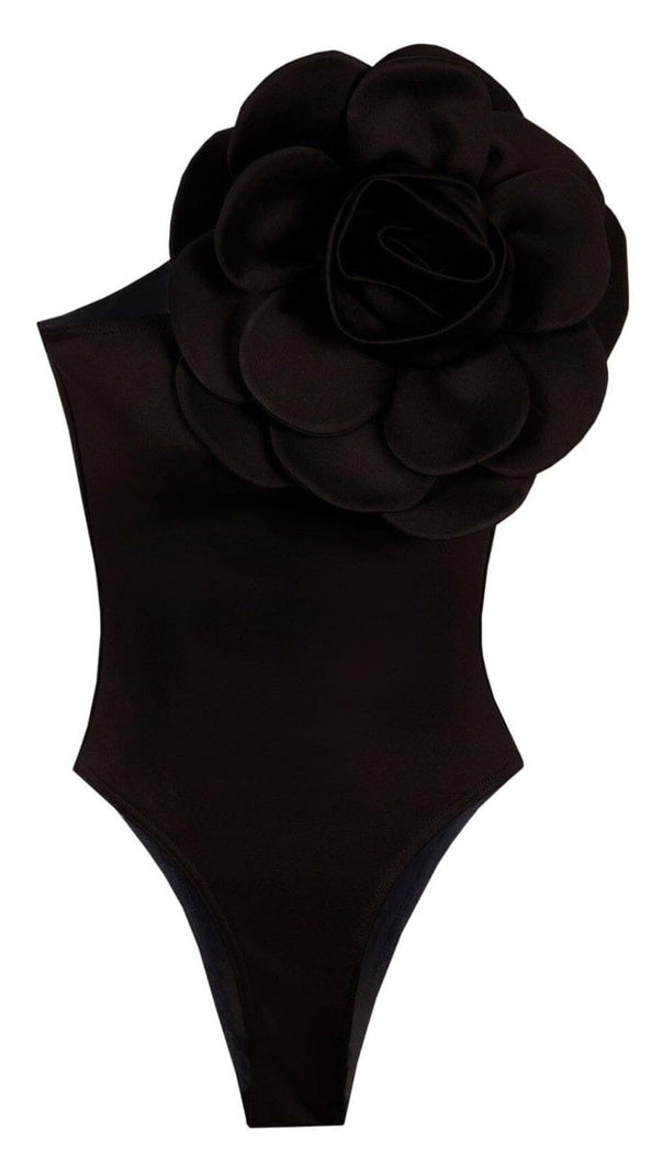 AIIZIE EXAGGERATED 3D FLOWER BODYSUIT IN BLACK - product image