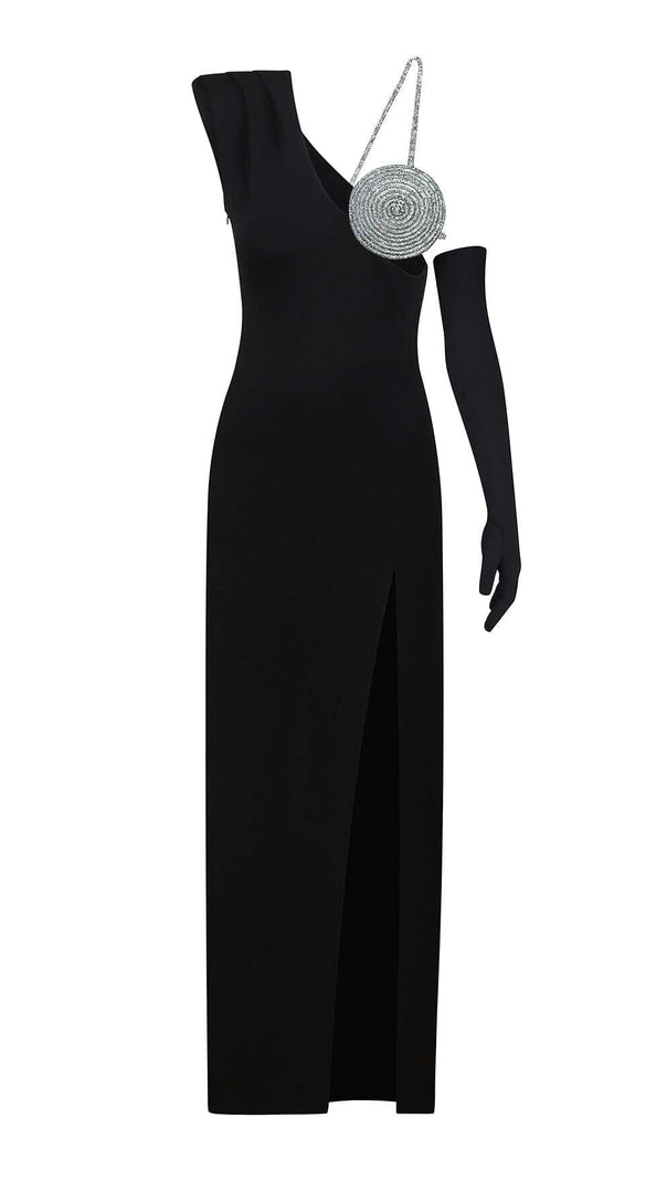 AIIZIE EXCLUSIVECM ASYMMETRIC HIGH-LOW DRESS IN BLACK - product image