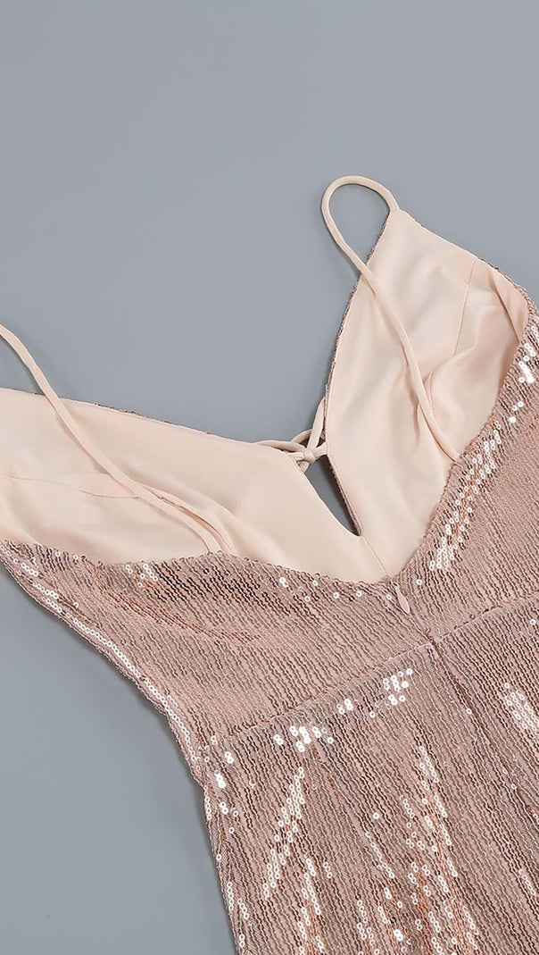 AIIZIE FEATHER PLUNGE MINI DRESS IN CREAMY BEIGE - product image