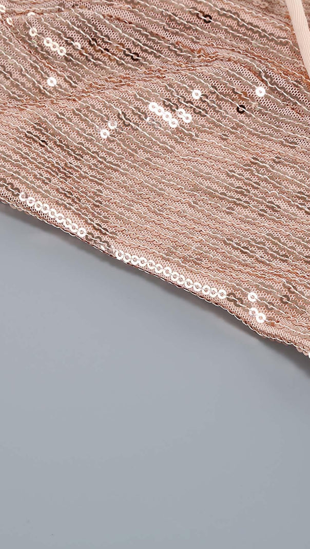 AIIZIE FEATHER PLUNGE MINI DRESS IN CREAMY BEIGE - product image