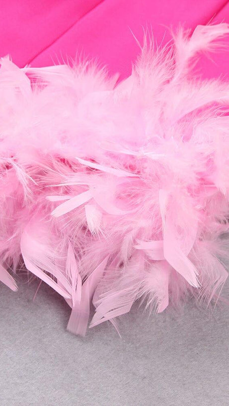 FEATHER PLUNGE MINI DRESS IN RED