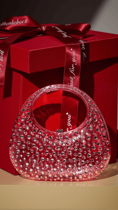 ASHER CLEAR EMBELLISHED BAG IN PINK