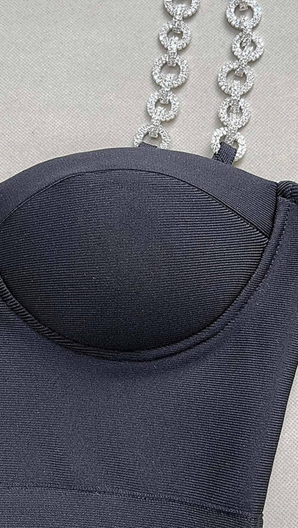 MINI ABITO CON SPALLINE DI PIUME