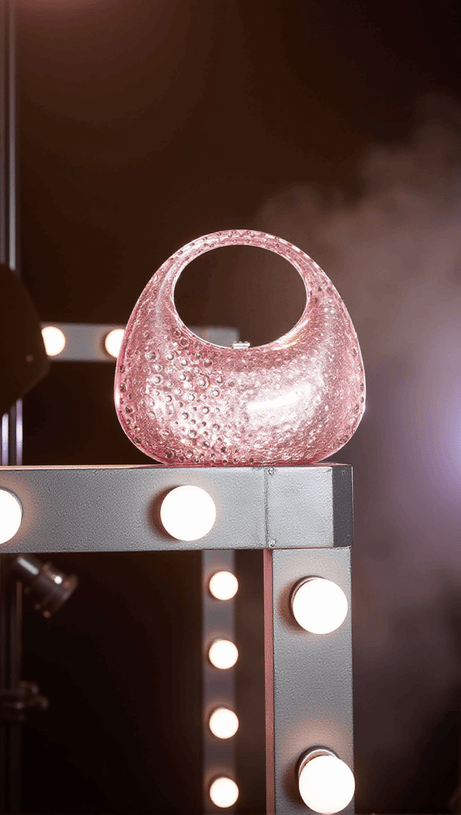 ASHER CLEAR EMBELLISHED BAG IN PINK