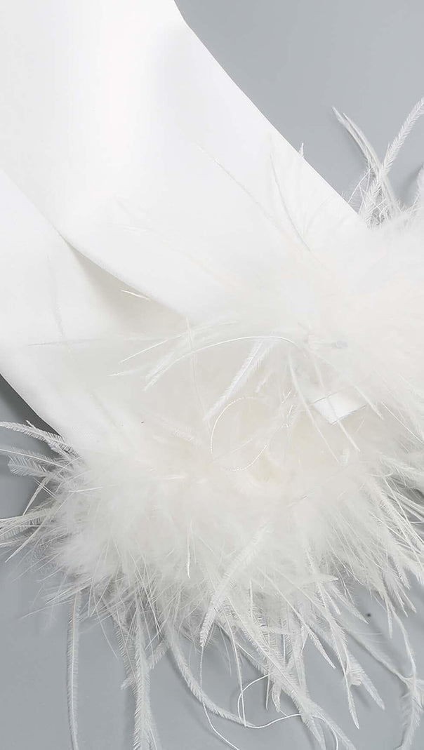 AIIZIE FEATHERS JACKET AND SHORT SKIRT IN WHITE - product image