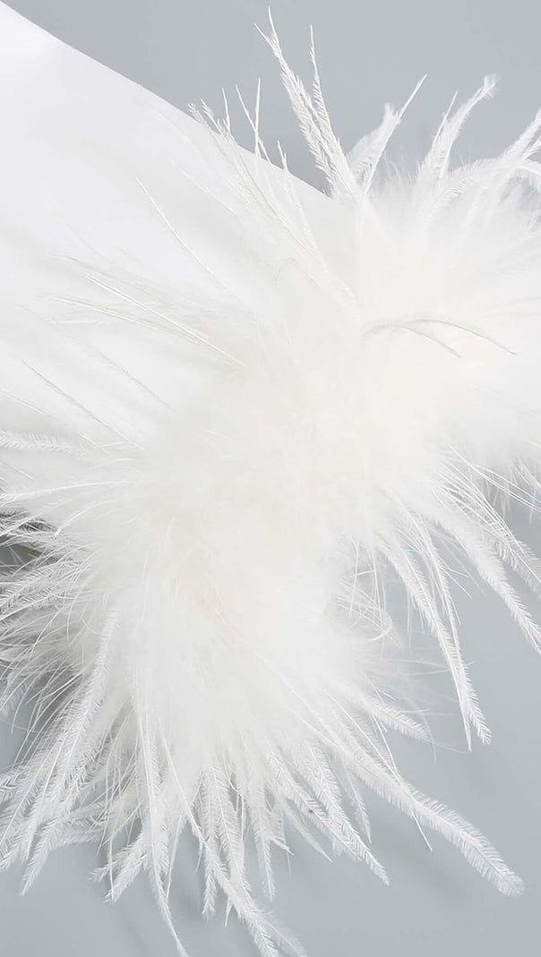 AIIZIE FEATHERS JACKET AND SHORT SKIRT IN WHITE - product image